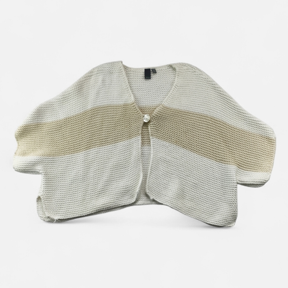 Shannon Passero Knit Shrug Cropped Cardigan Cream WhiteColorblock Women S